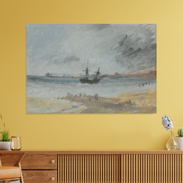 Ship Aground Brighton Canvas Print (Insitu(LivingRoom))