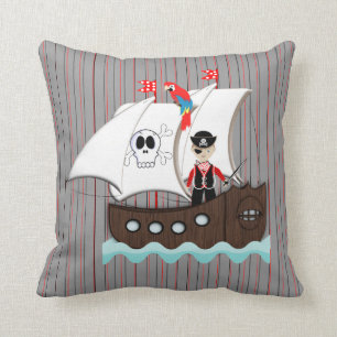 Ship Ahoy Matey Kids Pirate Theme Throw Pillow