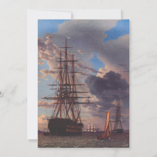 Ship and a Frigate at Anchor Invitation