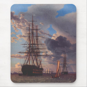 Ship and a Frigate at Anchor Mouse Pad
