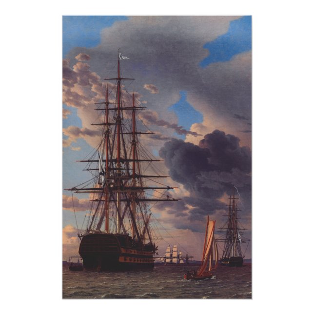 Ship and a Frigate at Anchor  Poster (Front)