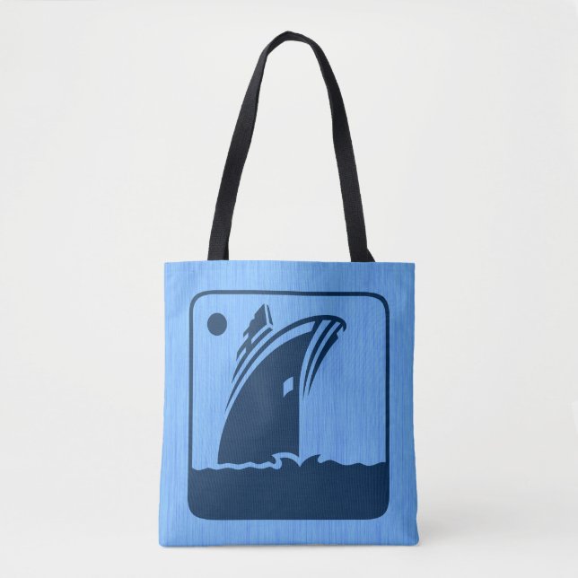 Ship and Compass N Graphic Tote Bag (Front)