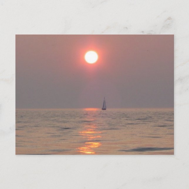 Ship at sunset postcard (Front)