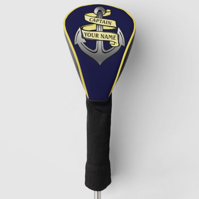Ship Boat Captain Anchor | Personalized Name Golf Head Cover (Front)