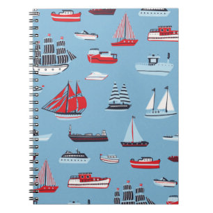 ship boat travel vintage pattern notebook