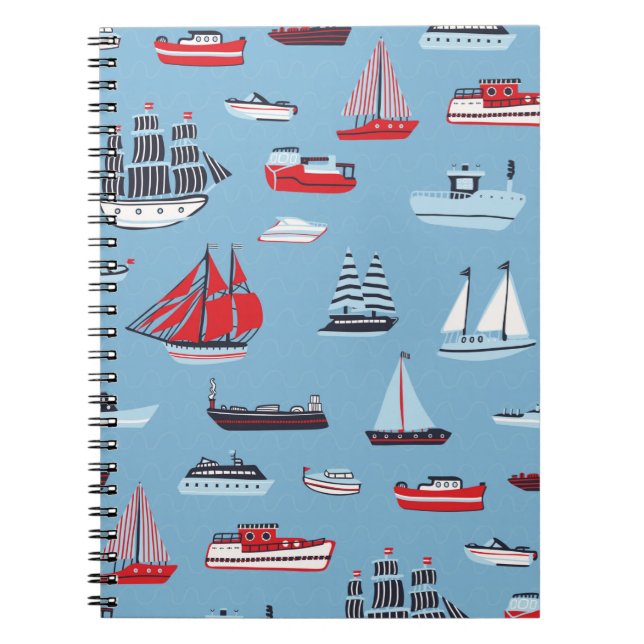ship boat travel vintage pattern notebook (Front)
