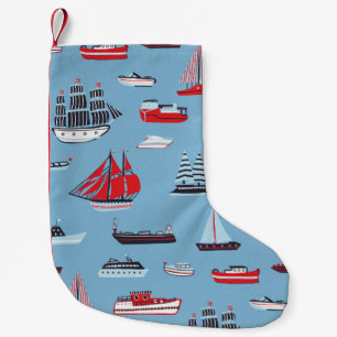 ship boat travel vintage pattern small christmas stocking