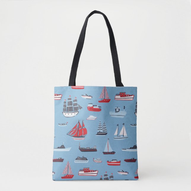 ship boat travel vintage pattern tote bag (Front)