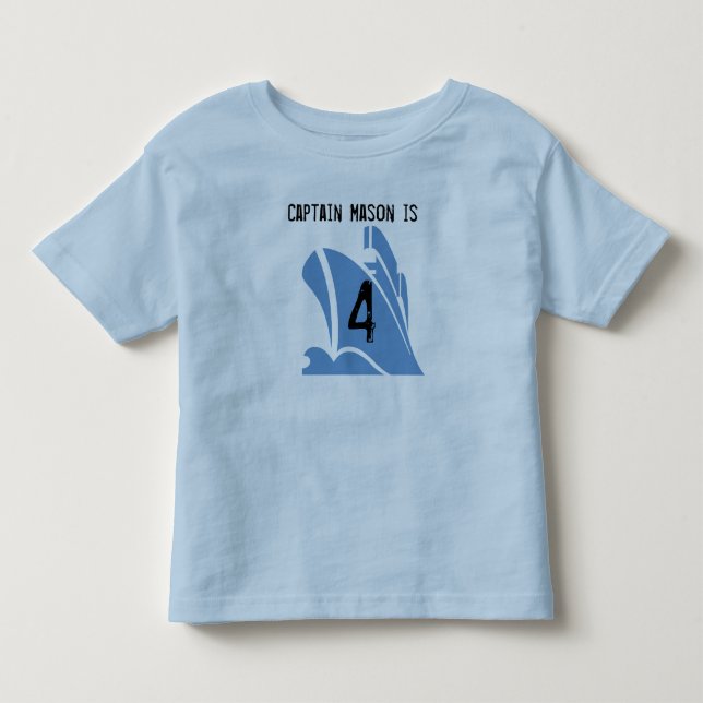 Ship Captain Customizable 4th Birthday Tshirt (Front)