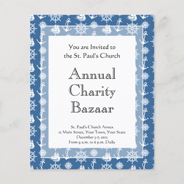 Ship Captain Nautical Blue and White Sailor Flyer (Back)