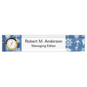 Ship Captain Nautical Blue and White Sailor Nameplate