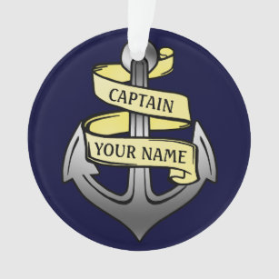 Ship Captain Your Name Anchor Customizable Ornament