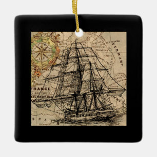 ship ceramic ornament