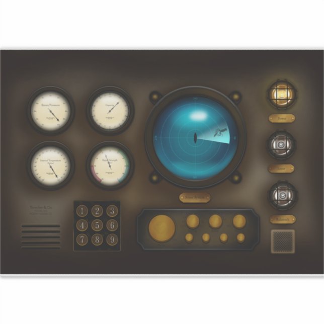 Ship Control Panel Sonar System Retro Steampunk (Front)