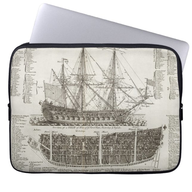 Ship diagram laptop sleeve 13 inch (Front)