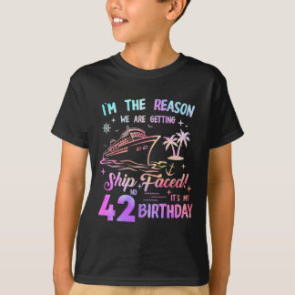 Ship Faced 42nd Birthday Cruise 42 Year Cruising S T-Shirt