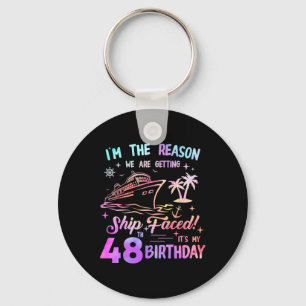 Ship Faced 48th Birthday Cruise 48 Year Cruising S Keychain