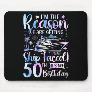 Ship Faced Birthday 50th Birthday Cruise Ship 2025 Mouse Pad