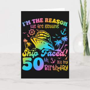 Ship Faced It's My 50th Birthday Cruising Ship Tri Card