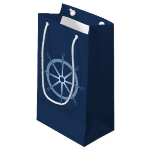 Ship Helm Sailing  Boating Navy SBG Small Gift Bag