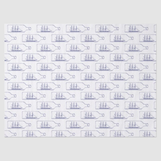 Ship in a Bottle Blue Tissue Paper (Front)