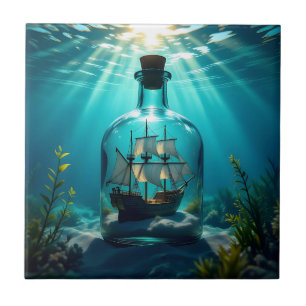 Ship in a Bottle in the Ocean Tile