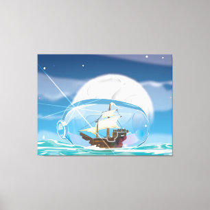 Ship in a Bottle on the sea Canvas Print