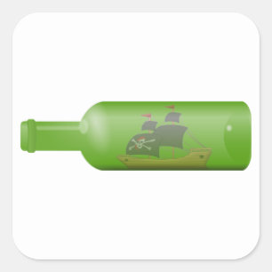 Ship in a bottle square sticker