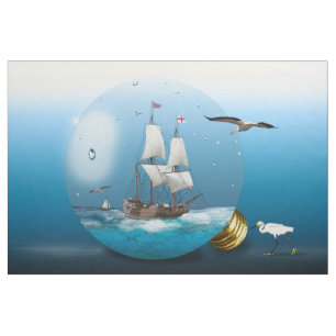 Ship in a light bulb fabric