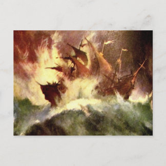 Ship in a storm postcard