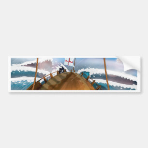 Ship in a Stormy Atlantic Ocean Bumper Sticker