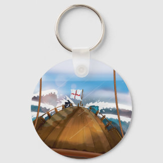Ship in a Stormy Atlantic Ocean Keychain