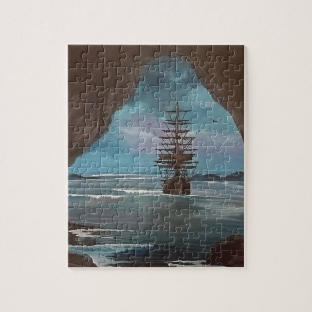 Ship In Cove Jigsaw Puzzle (Vertical)