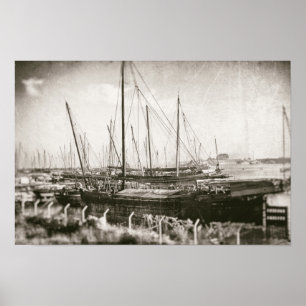Ship in Harbour Nautical Poster