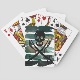 Ship in Storm with Skull and Crossed Swords Playing Cards