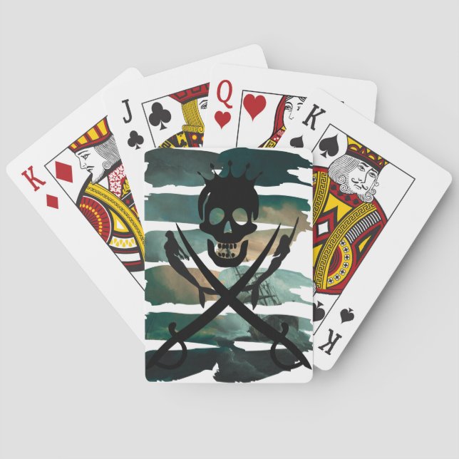 Ship in Storm with Skull and Crossed Swords Playing Cards (Back)