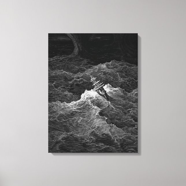 Ship in stormy sea canvas print (Front)