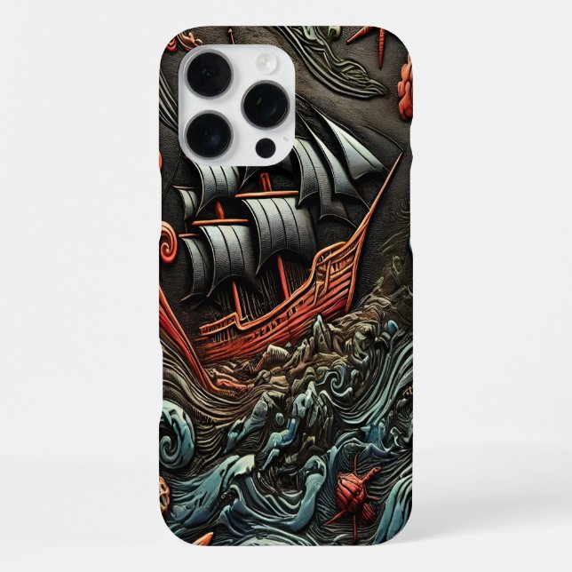 Ship in Stormy Waters iPhone Case (Back)