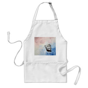 Ship in the Clouds Mystery Borders Sea Ocean Waves Standard Apron