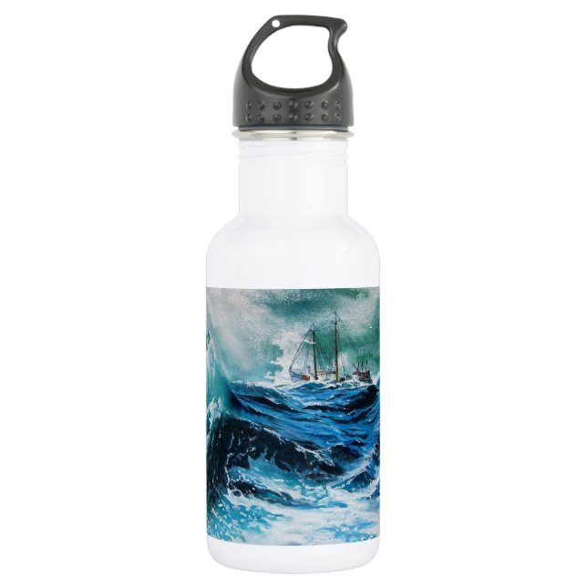Ship In the Sea in Storm 532 Ml Water Bottle (Front)
