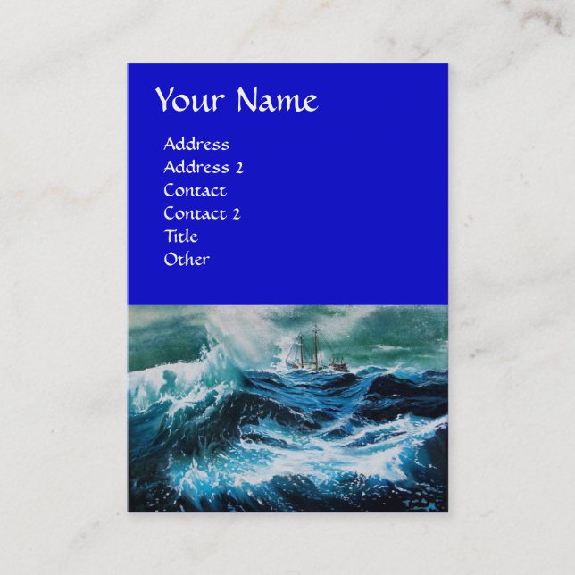 Ship In the Sea in Storm Business Card (Front)