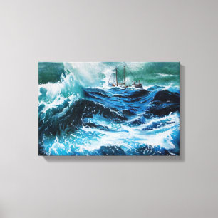 Ship In the Sea in Storm Canvas Print