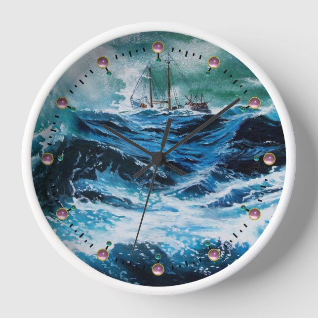 Ship In the Sea in Storm Clock (Front)