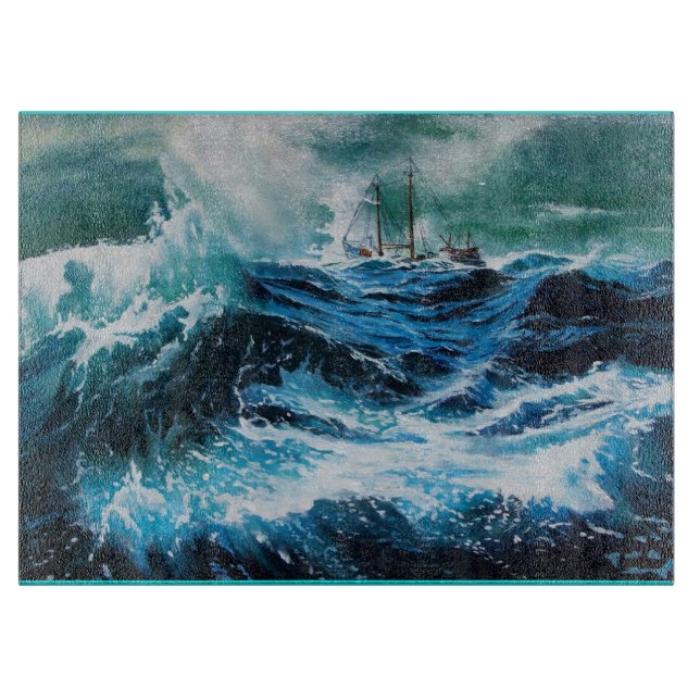 Ship In the Sea in Storm Cutting Board (Front)