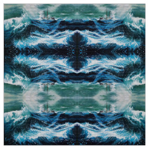Ship In the Sea in Storm Fabric