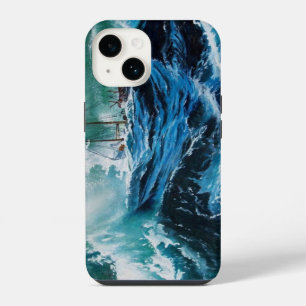 Ship In the Sea in Storm / Navy Blue iPhone 14 Case