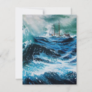 Ship In the Sea in Storm ,Parchment