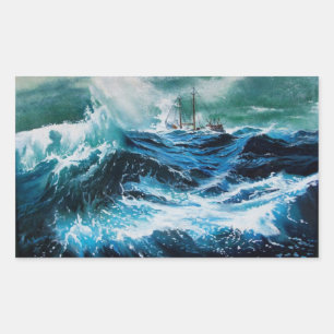 Ship In the Sea in Storm Sticker