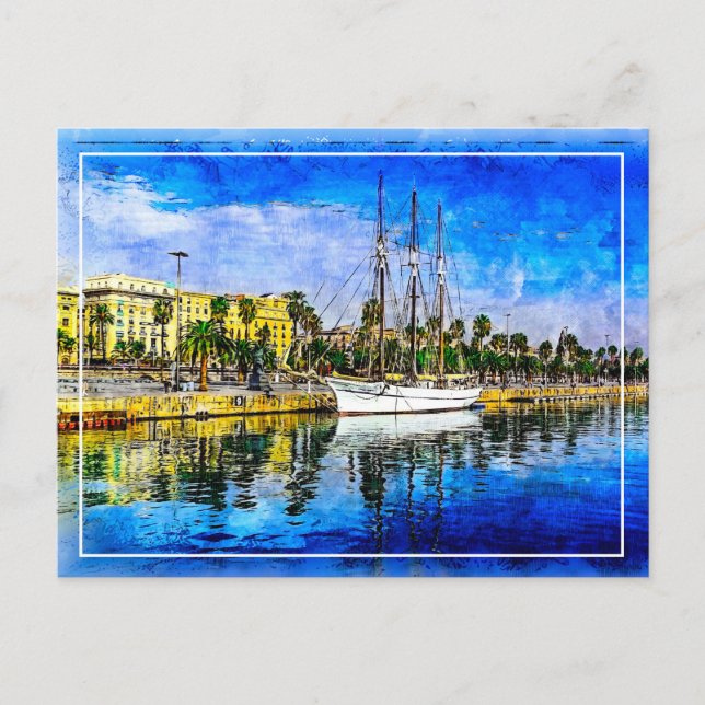 Ship near Barceloneta. Barcelona, Spain. Postcard (Front)