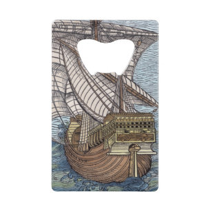 Ship of Columbus'Time' Wallet Bottle Opener